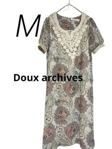 Doux archives 페이즐리 무늬 레이스 넥 반팔 원피스 M 새상품