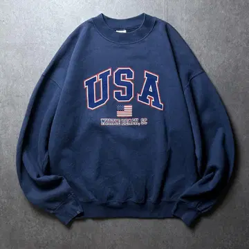 90s USA 로고 성조기 프린트 수베니어 아메카지 스트릿 XL