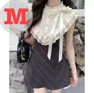 프릴 옷깃 M 슬리브리스 미니 원피스 걸리시