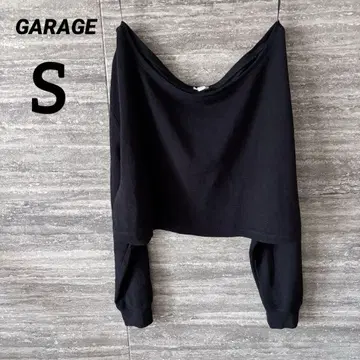 GARAGE 오프숄더 긴팔 티셔츠 와플 원단 해외 구제 의류 블랙
