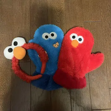 엘모 쿠키 몬스터 머리띠 미튼 세트