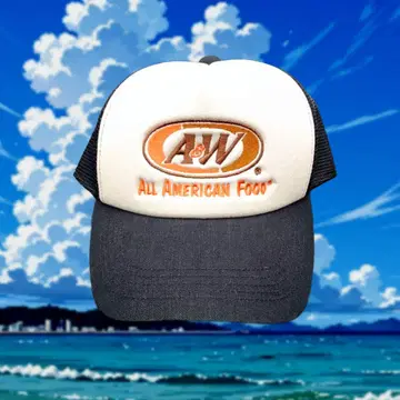 [ 인기 ] 블랙 컬러 A&W 캡 블랙 정품 모자 메쉬 오키나와 한정판