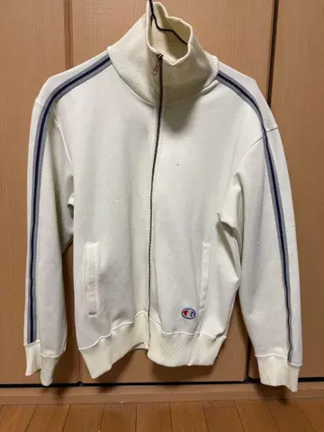 초귀중 80s Champion 화이트 집업 저리 M