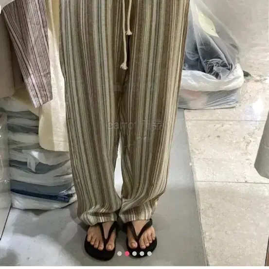 Striped linen pants yeoreum banding pants