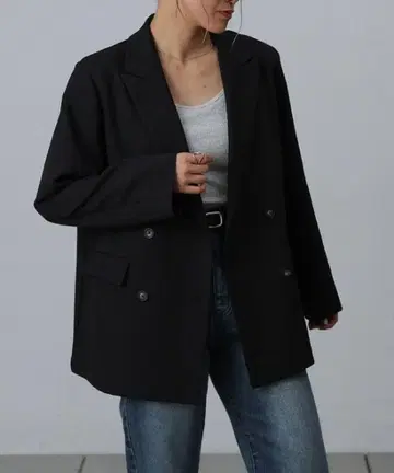 블랙 더블 브레스트 자켓
