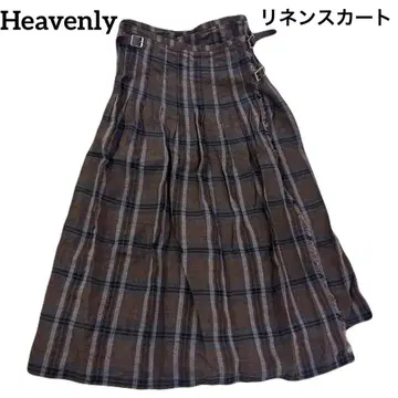 Heavenly 린넨 체크 퀼트 스커트 페티코트 포함