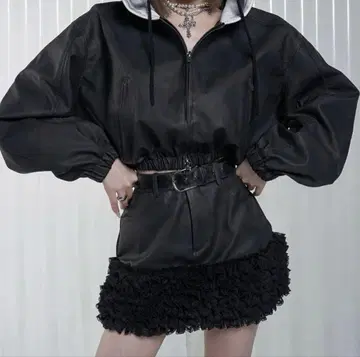 Darich 하트 포켓 가죽 미니 스커트