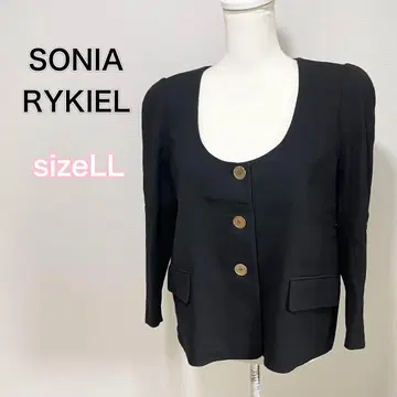사이즈 XL 소니아 리키엘 노카라 자켓 골드 버튼 블랙