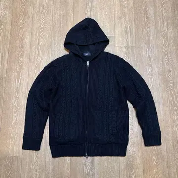 CABLE BOA KNIT ZIP HOODIE / AZUL