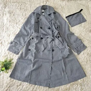 [ 미사용 ] CLASSA 레인코트 발수 깅엄 체크 블랙 L