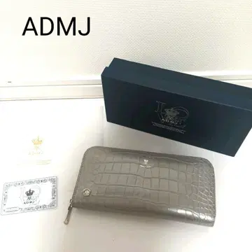 컨디션 최상 ADMJ 장지갑 크로코 라운드 지퍼 실버