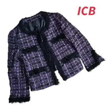 ICB 라메 혼방 노카라 트위드 자켓 84561