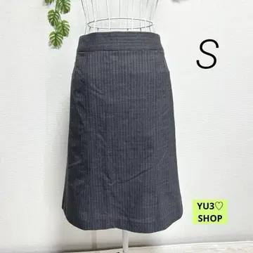 컴시즘 무릎 기장 타이트 스커트 S 그레이 스트라이프 패턴 비즈니스