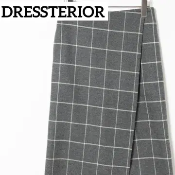 DRESSTERIOR 체크 랩스커트 울 일본제 올 패턴 그레이