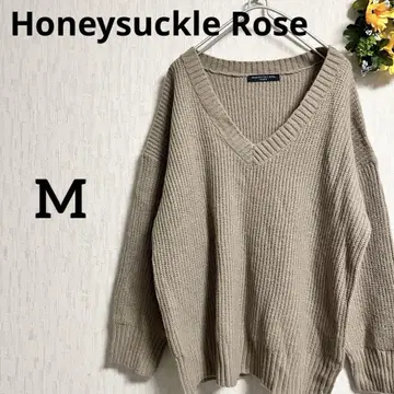 Honeysuckle Rose 베이지 V넥 니트 스웨터 M 긴팔