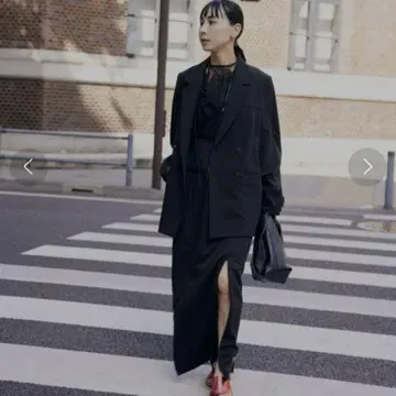 Ameri 오버 재킷 위드 서스펜더 스커트