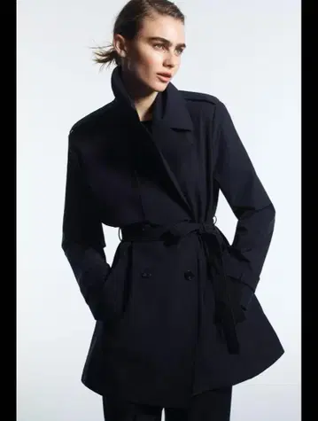 ZARA 세미롱 기장 네이비 트렌치코트 벨트 포함 XS