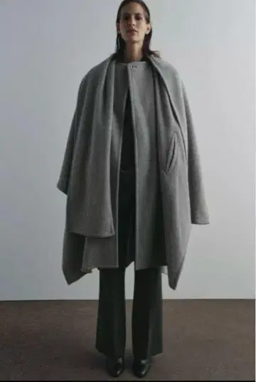 ZARA 자라 ZW 알파카 혼방 스카프 케이프 코트