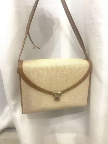 BALLY 베이지 캔버스 가죽 숄더백