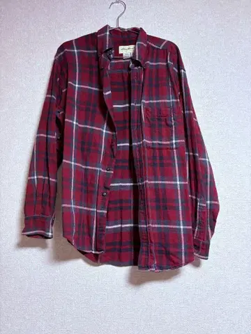 Eddie Bauer 레드 체크 플란넬 셔츠 M