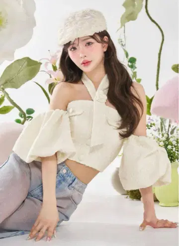 Darich 다리치 홀터넥 오프숄더 트위드 상의