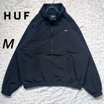 [ HUF ] T1-KCUF 아노락 자켓 스몰 박스 로고 블랙 M