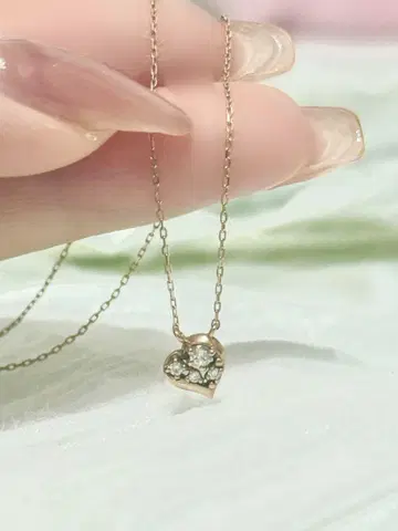 하트 모양 다이아 핑크 골드 목걸이