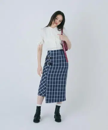 랩 스타일 체크 무늬 스커트 TINA: JOJUN