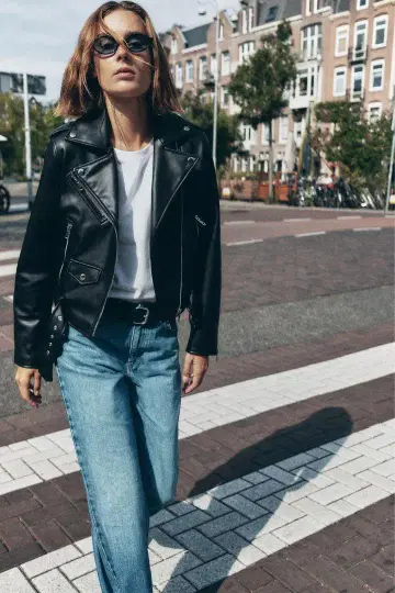 ZARA 블랙 가죽 라이더 자켓