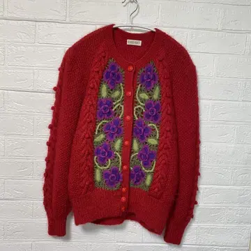 새상품급 핸드 니트 울 니트 가디건 모헤어 L 여성용