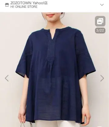 네이비 풀오버 오부소매 셔츠