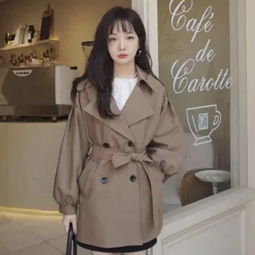 퍼프 슬리브 미니 트렌치코트