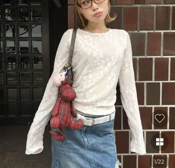 NUGU haku 도트 스타 튤 시어 롱 T셔츠