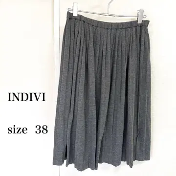 INDIVI 인디비 그레이 플리츠 스커트 사이즈 38 허리밴딩