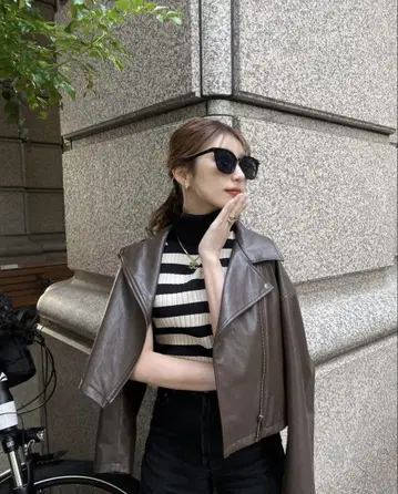 DIANTE 에코 가죽 자켓 라이더 자켓