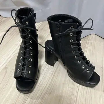 힐 부츠 샌들 블랙 레이스업