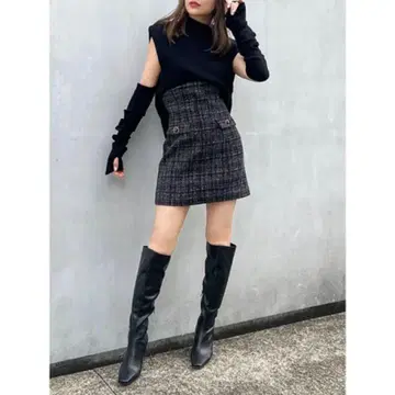 새상품급 eimy istoire 하이웨스트 트위드 미니 스커트