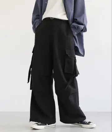 LILL 드레이프 와이드 슬랙스 카고 팬츠