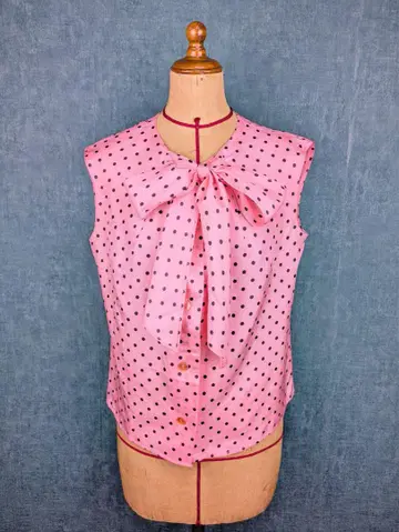 1950-60s 'La Redoute' Pink Dotted Blouse
