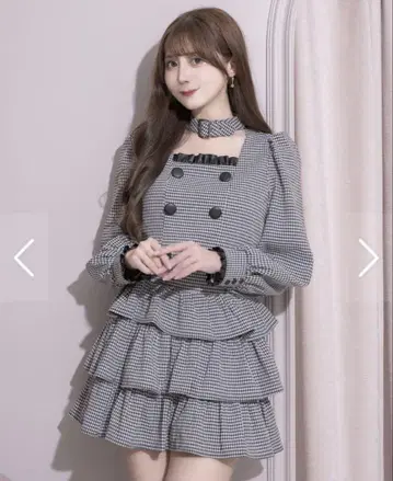 pium 티어드 프릴 미니 스커트 깅엄 체크