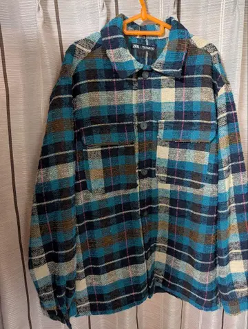 ZARA XL 체크 무늬 셔츠 자켓