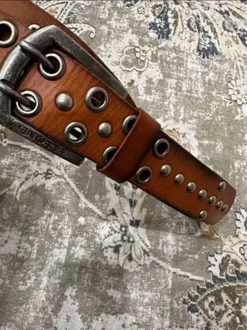 ENERGIE 에너지 벨트 가죽 스터드 아일렛 이탈리아제 천연 가죽