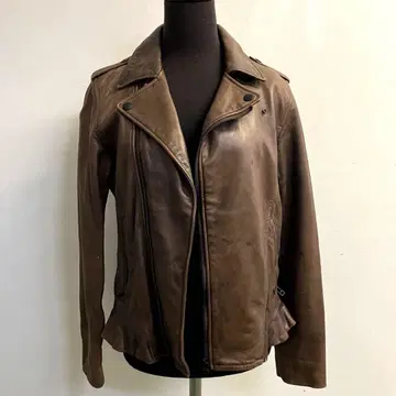 H.A.K. 브라운 가죽 라이더 자켓
