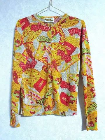 최종 가격 HystericGlamour 00s 정크푸드 패턴 라메 가디건