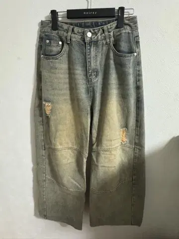 FUNKYFUN 데미지 가공 와이드 레그 데님