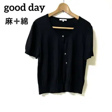 블랙 반팔 가디건 버튼 포함 good day