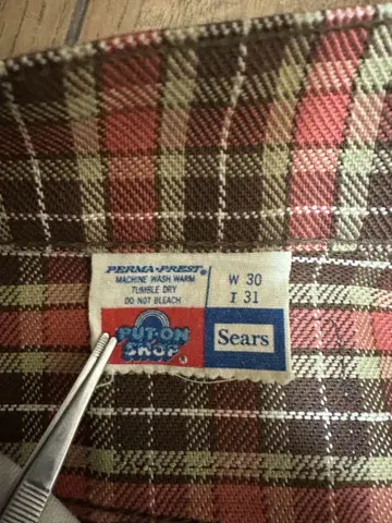 70년대 Sears TOUGHSKINS 체크 플레어 빈티지 팬츠