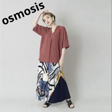 osmosis 프린트 절개 플리츠 팬츠