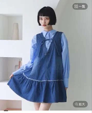 로리즈팜 데님 미니 원피스 블루