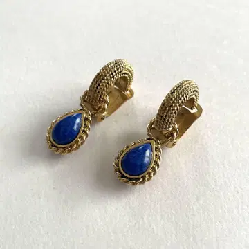 lapis lazuli charm gold hoop earrings